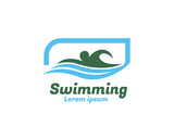 swimming art logo design template illustration inspiration