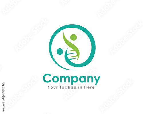 circle human line genetic logo icon symbol design template illustration inspiration