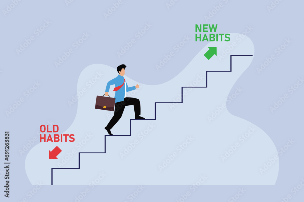 Obraz premium Businessman drawing stairs to his partner 2d vector illustration concept