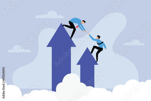 Business mentor, help and support 2d vector illustration concept