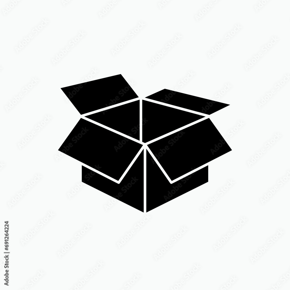 Open Box Icon. Unboxing, Empty Package Symbol - Vector. Open Box Icon. Unboxing, Empty Package Symbol - Vector.