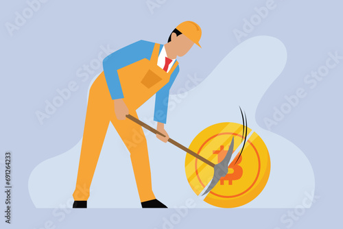 Bitcoin miner cutting bitcoin in half - bitcoin halving event in 2024