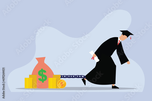 Fresh graduate chained to money bag or education loan
