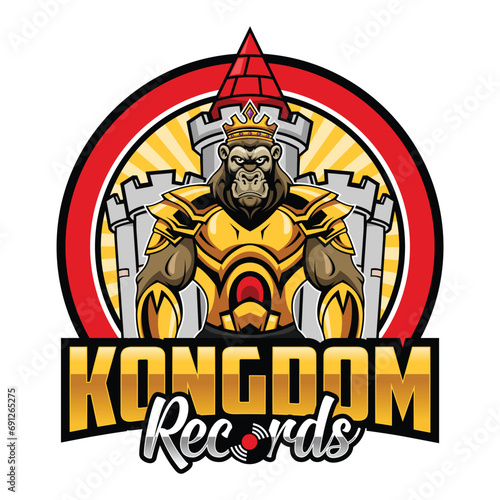 King gorilla mascot logo design, Kings mascot logo design vector with modern illustration concept style for badge
