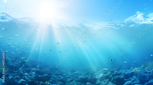 Beneath the Waves: Capturing the Beautiful Veil of Sunlight in the Enchanting Underwater World background ai generated