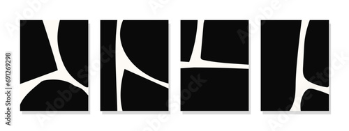 Minimalist wall art with black abstract shapes on canvas. Perfect for modern living rooms and home wall decoration.