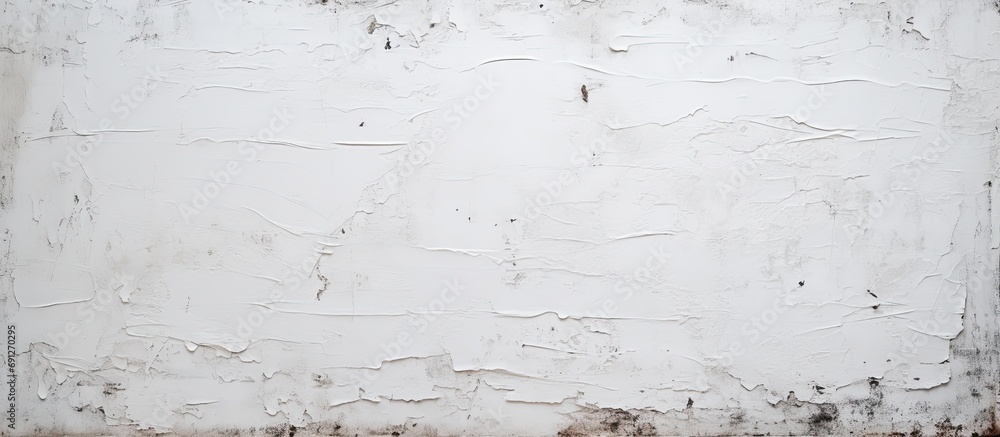 Weathered, wrinkled white wall with textured poster