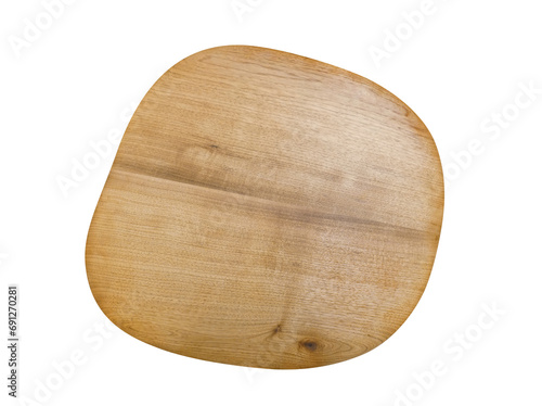 Wood charcuterie board with natural live edge and white empty background for food display or table photo