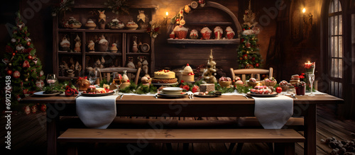 Wooden table mock up for Christmas theme