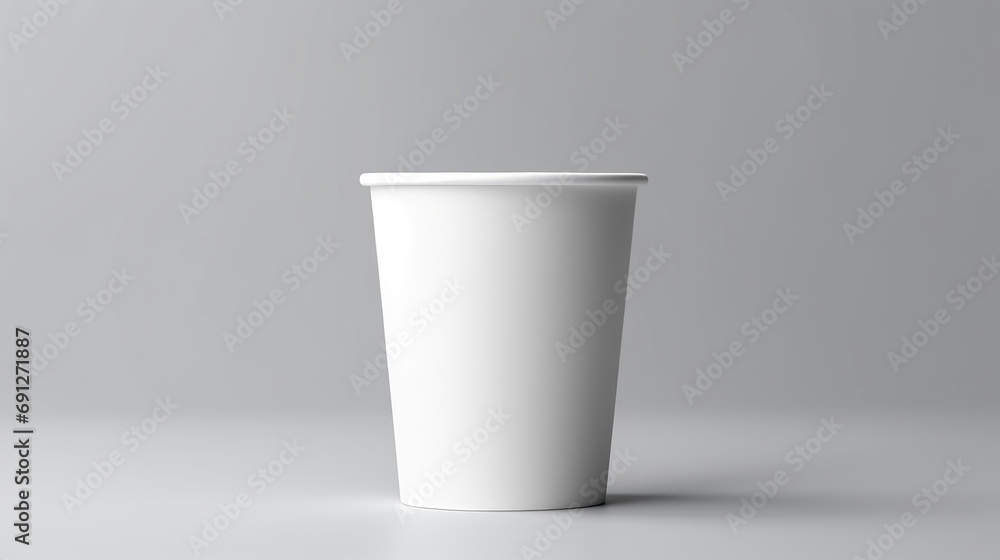 white paper cup close up. tasty on white table. Exhibition equipment. white paper cup close up. tasty on white table. Exhibition equipment.