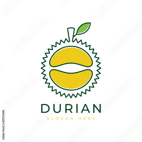 durian fruit delicious fresh asian food tropical tasty agriculture eco market modern logo design graphic vector