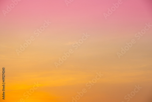 Enjoy a panoramic view of the skyline. The sun rises in the morning sky with colorful clouds. and beautiful cloud patterns In the soft light of the morning 