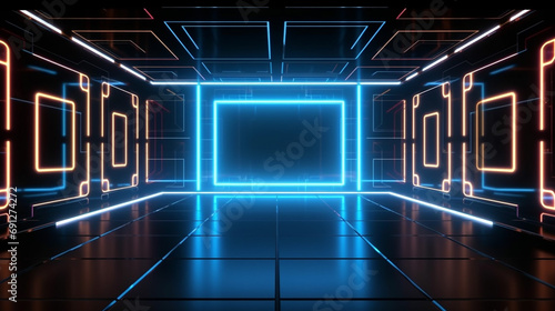 3D animation 4k abstract background. Blank empty room. Generative AI