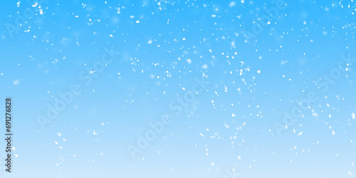 Winter blue sky with falling snow  snowflake. Distressed overlay texture. Grunge background. Abstract mild textured effect. Vector Illustration.