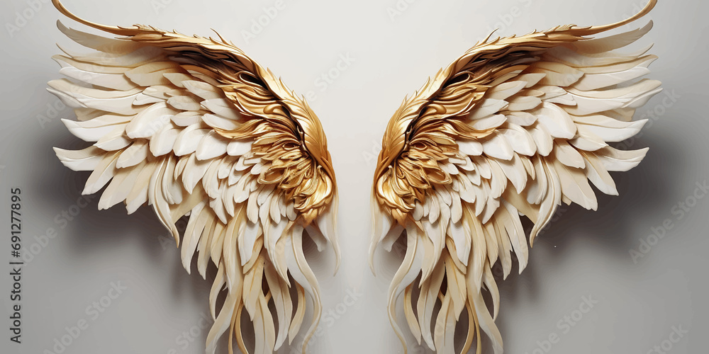 bird wings fantasy feathers design element illustration symbol art vector angel flight eagle free - obrazy, fototapety, plakaty 