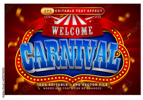 carnival 3d text effect and editable text effect with tent and border show