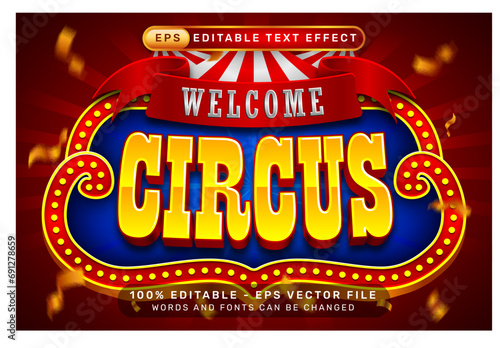 circus 3d text effect and editable text effect with tent and border show