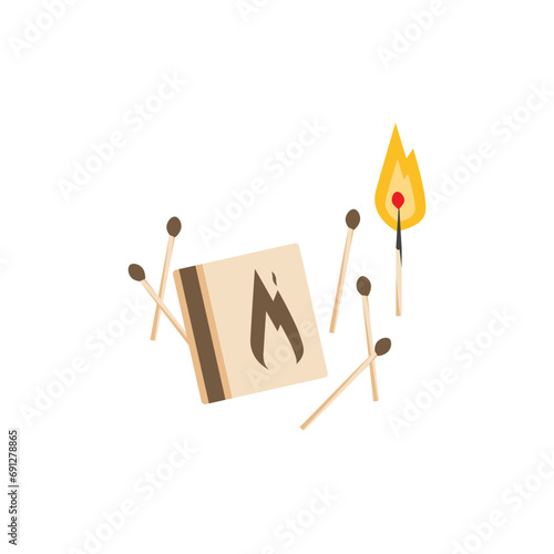 Matches vector illustration, box of matches flat icon