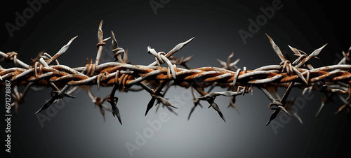 background sharp wire crown barbed white metal symbol fence old danger nature security thorns spi photo