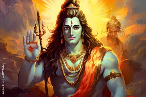 hinduism lord shiva spiritual illustration holy peace, Generative AI photo