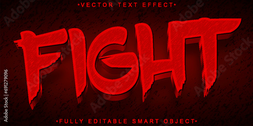 Red Fight Vector Fully Editable Smart Object Text Effect photo