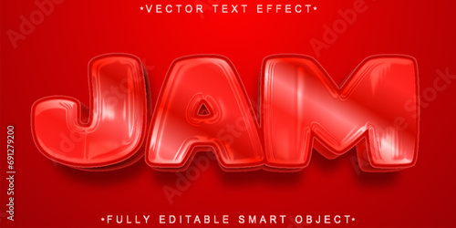Red Cartoon Jam Vector Fully Editable Smart Object Text Effect