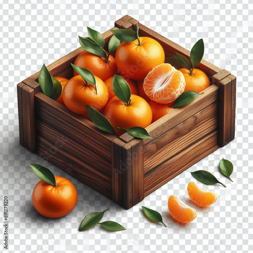 wooden box with tangerines