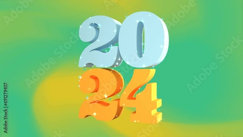 2024 happy new year 2024 3D render text sparks new year 2024