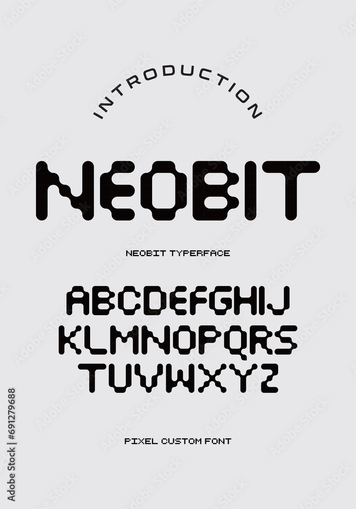 custom modern 8 bit pixel font hand drawn typography typerface alphabet ...