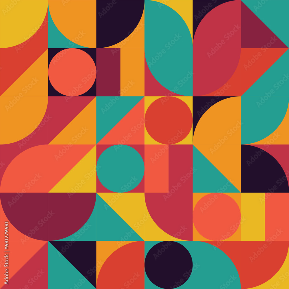 Graphic posters with geometric bauhaus shapes. Vector abstract backgrounds 