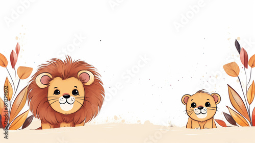 illustration happy lions background. Generative AI.