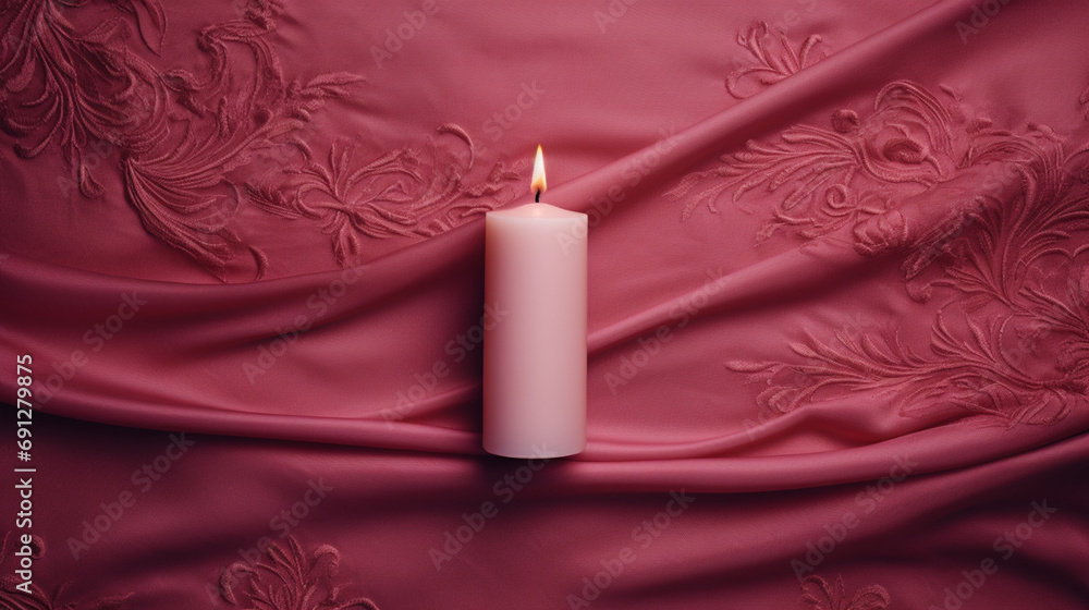 pink velvet fabric texture with white candle pink velvet fabric texture with white candle