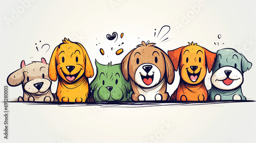 illustration happy dogs background. Generative AI.