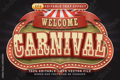 carnival 3d text effect and editable text effect with tent and border show