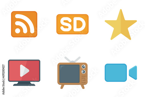 film and video flat icon set bundle 11