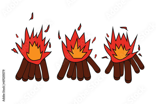 vector collection vintage fire bonfire firewood