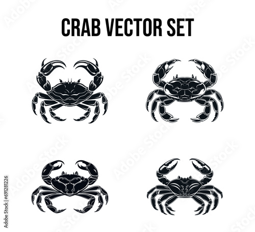  Unique Set of 4 Crab Pictograms  Expertly Designed in Vector Format  Capturing the Intricate Detail and Character of These Fascinating Marine Animals. 