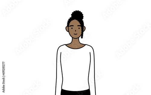 African-American woman with a smile facing forward
