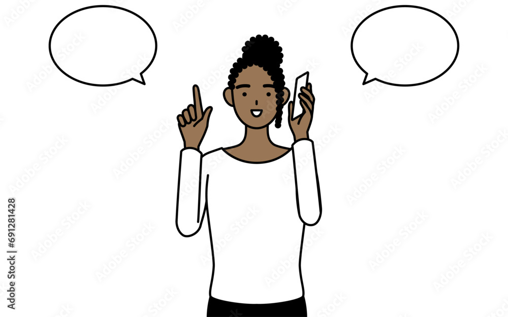 African-American woman pointing while on the phone. African-American woman pointing while on the phone.