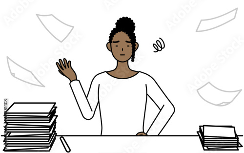African-American woman who is fed up with her unorganized business.