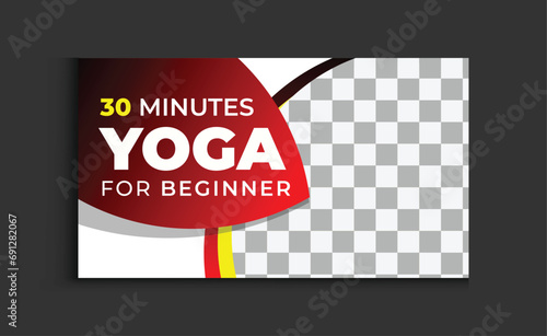 yoga training YouTube video thumbnail Template. Transformative Yoga Training with editable trendy creative design vector
