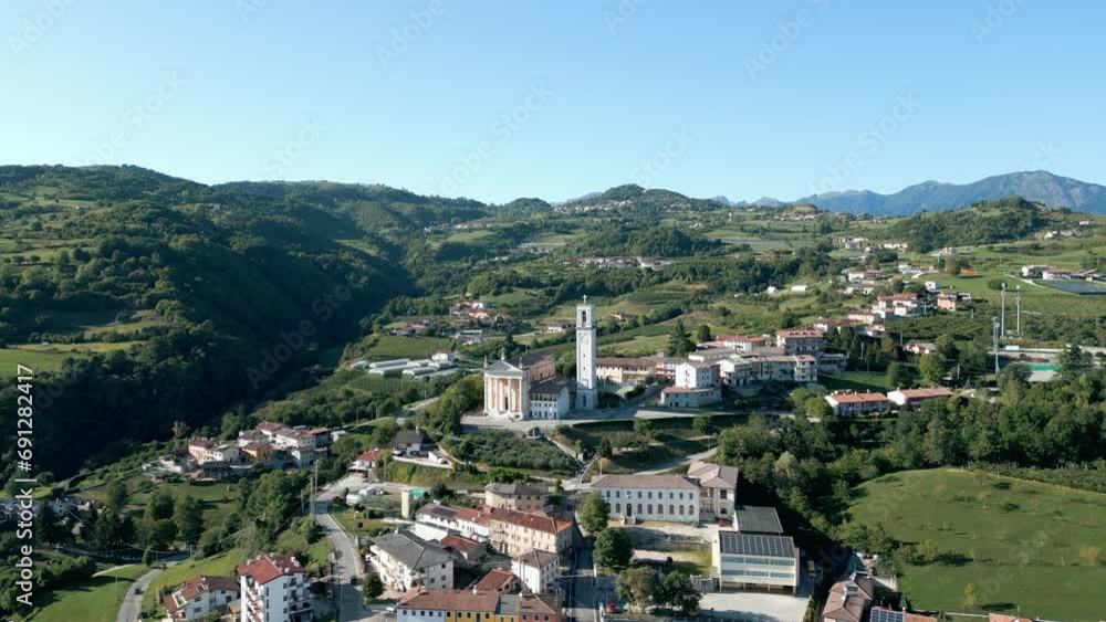 Drone Shot Of Lessinia Park In Beautiful Wide Green Italian Valley Drone Shot Of Lessinia Park In Beautiful Wide Green Italian Valley