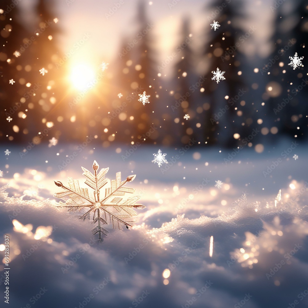Cinematic lighting snowflakes falling wallpaper  hd