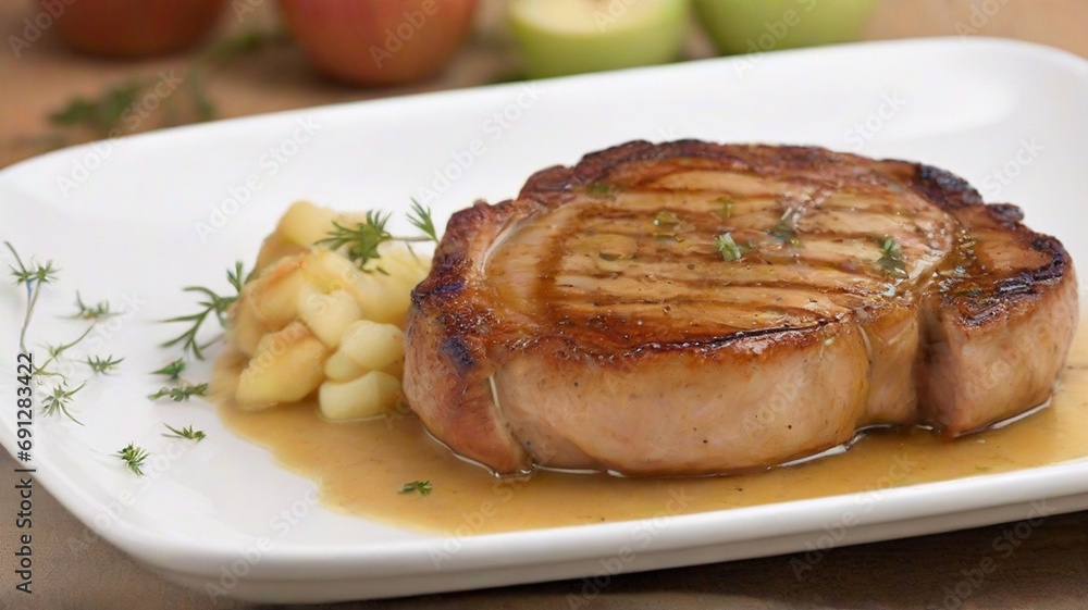 grilled pork chop with potatoes