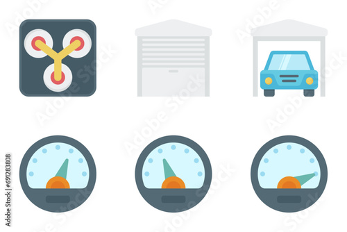 automotive flat icon set bundle 06
