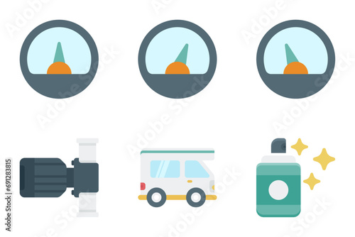 automotive flat icon set bundle 07

