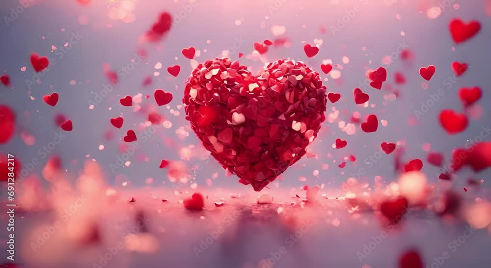 A big red heart with little hearts flying around it. Background for Valentine's Day. A big red heart with little hearts flying around it. Background for Valentine's Day.