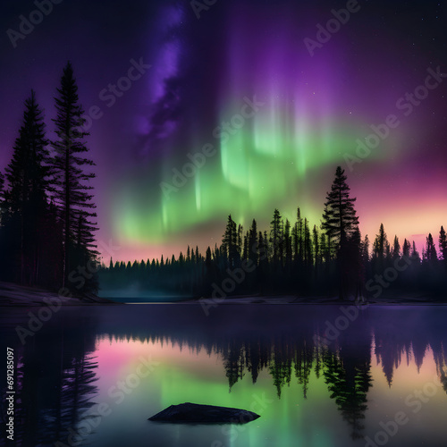  Aurora Borealis over a Lake © Deepak