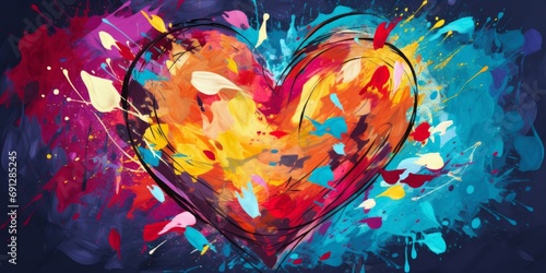 Abstract art. Colorful painting art of a heart shape. Forgiving love concept. Christian illustration. Generative AI photo