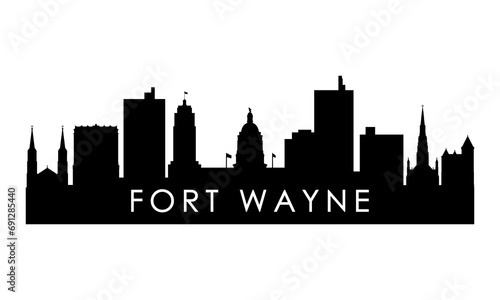 Fort Wayne skyline silhouette. Black Fort Wayne city design isolated on white background.